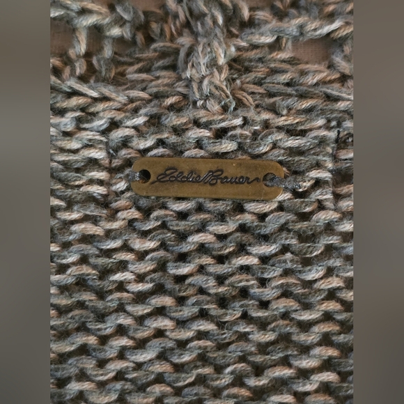 Eddie Bauer XS Cotton Open Knit Shawl Collar Cardigan Sweater Boho Layering - Picture 6 of 8